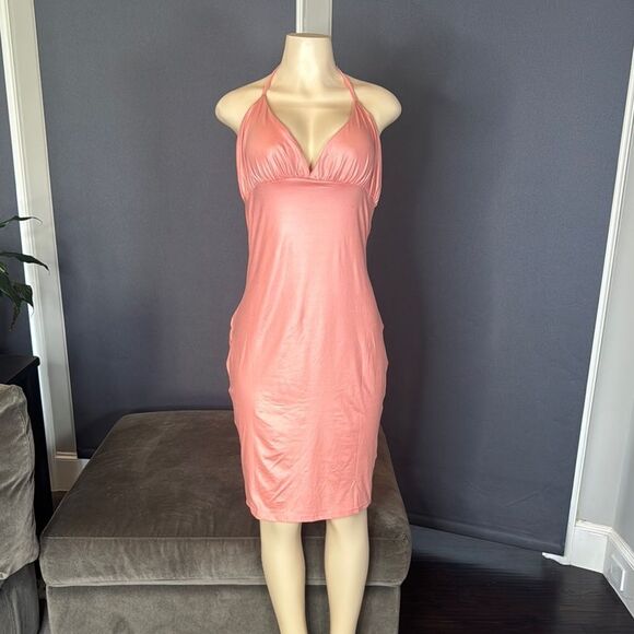 Women’s Pink Halter Neck BodyCon Summer Party Dress Size L NWOT - Picture 1 of 11